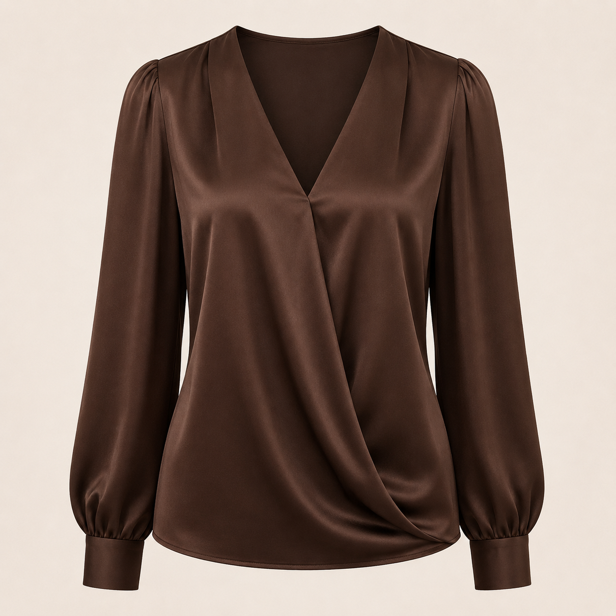 Elegant Satin V-Neck Long Sleeve Blouse