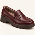 Women's Cozy Fur-Lined Leather-Style Loafers – Chunky Sole Slip-On Comfort Shoes
